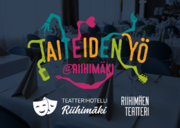 Taiteiden yön logo on värikäs ja eri taiteenlajit kasvavat siinä köynnöksinä